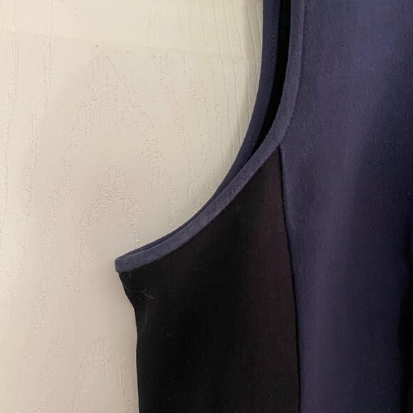 Theory Blue Black Wool Colorblock Sleeveless Career Knee Lenth Nyasha Dress - Picture 6 of 8